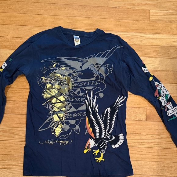Ed Hardy Other - Ed Hardy by Christian Audigier Gildan Blue Tee with Gold Graphic